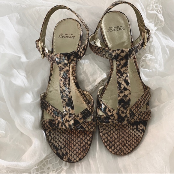 Joan & David Shoes - CIRCA JOAN &DAVID SNAKE PRINT STRAP BROWN SANDAL